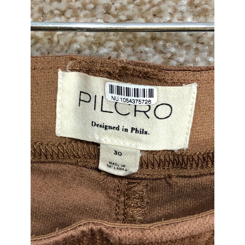 Pilcro High Rise Velvet Retro Flare Pants Women 30 Brown Stretch Bell Bottom 70s - Picture 4 of 8
